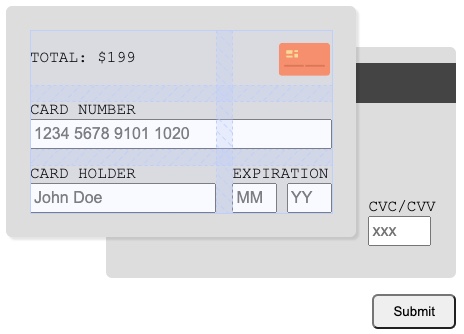 screenshot showing card front grid lines