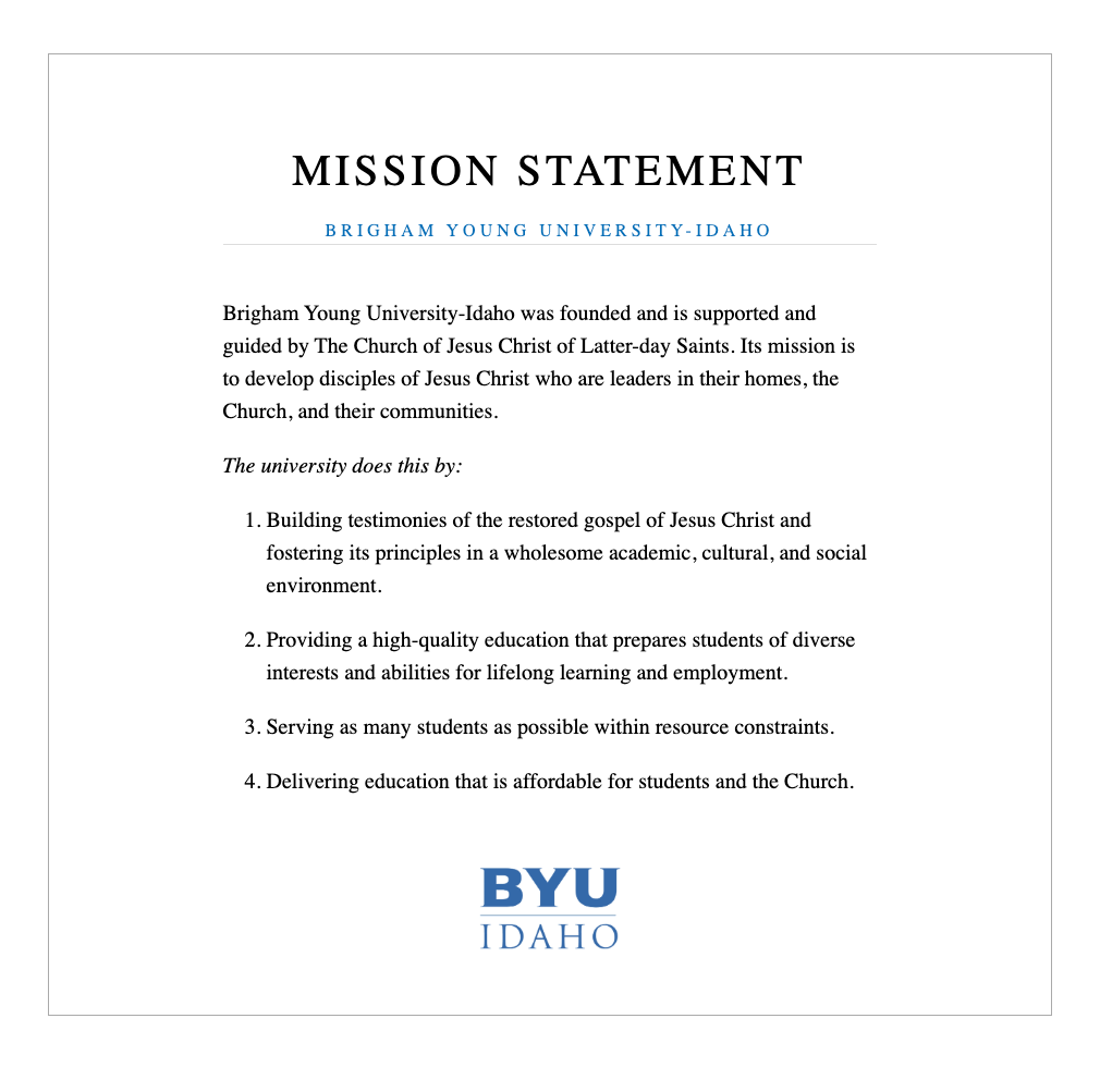 mockup of mission statement