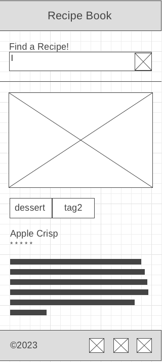 Recipe book wireframe small